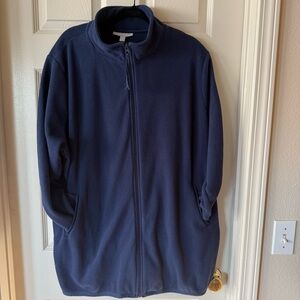 Woman Within 2xl 26/28 Navy, Fleece, Full Zip, Pockets, Women’s Soft Jacket